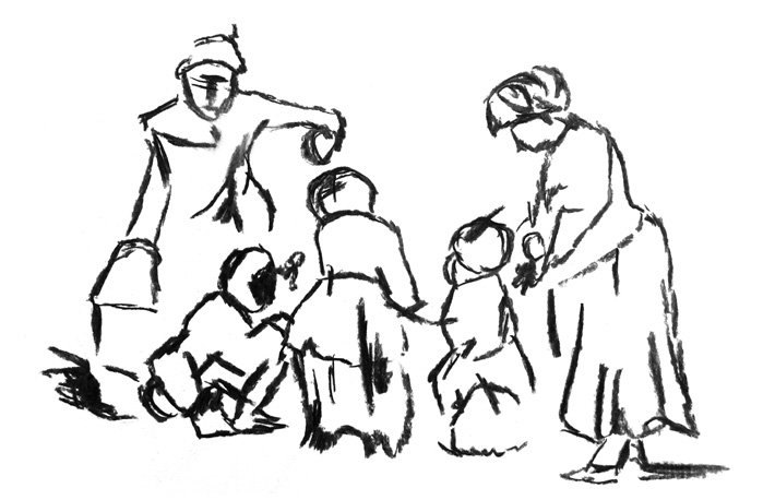 © Suzanne Day 2016 / Sketch of Rembrandt van Rijn's 'A Child Being Taught To Walk'