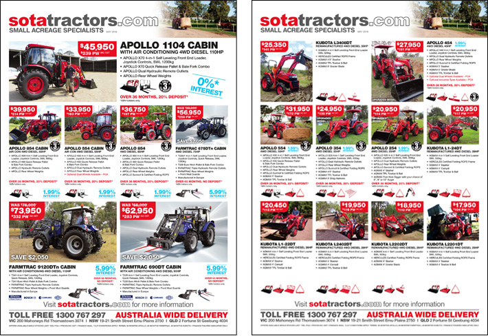 © Suzanne Day 2018 / Sota Tractors / Monthly Flyers
