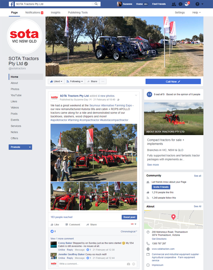 © Suzanne Day 2017 / Sota Tractors / Facebook