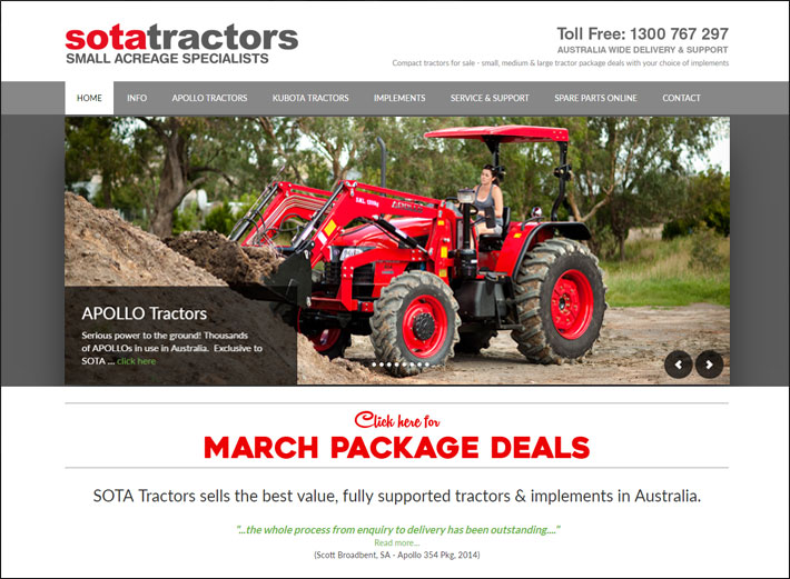 © Suzanne Day 2016 / Sota Tractors / Website Redesign